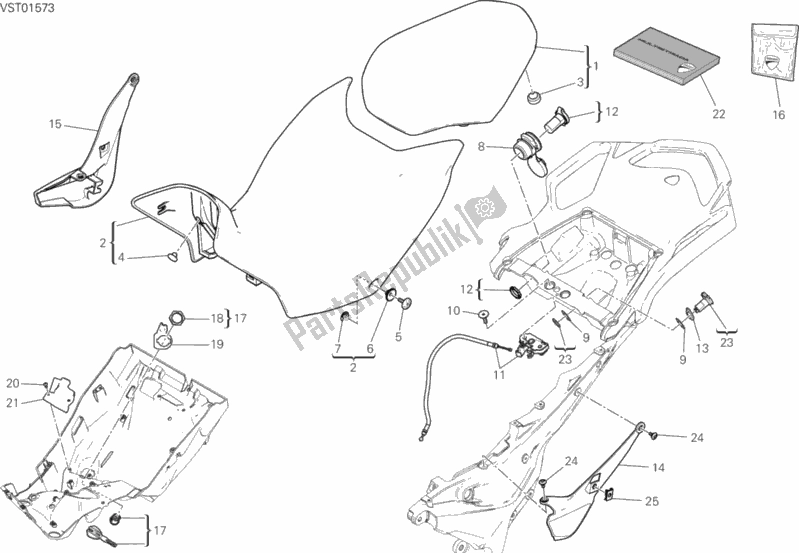 All parts for the Seat of the Ducati Multistrada 1200 Enduro Touring 2016